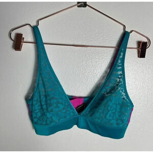 Victoria's Secret Womens Lace Wireless Triangle Bra Teal Sz M/M